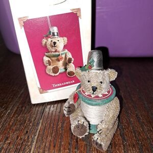 Vintage 2002 Hallmark Keepsake Threadbear Ornament Christmas Holiday Teddy Bear